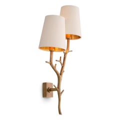 Pair of Contemporary Vintage Brass Metal Double Wall Lamp