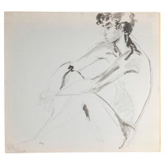 Drawing On Paper Depicting a Young Man By Evelyne Luez.