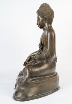 Late 19th Century Patinated Bronze Seated Buddha, Burma.