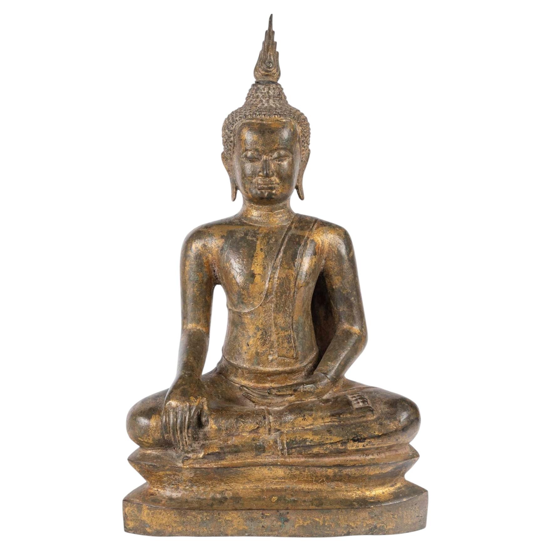 Seated Bronze Buddha, With Traces Of Old Gilding, 18th Century Or 19th Century.