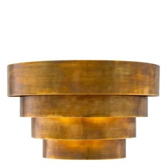 Pair of Contemporary Vintage Brass Finish on Steel Wall Lamp