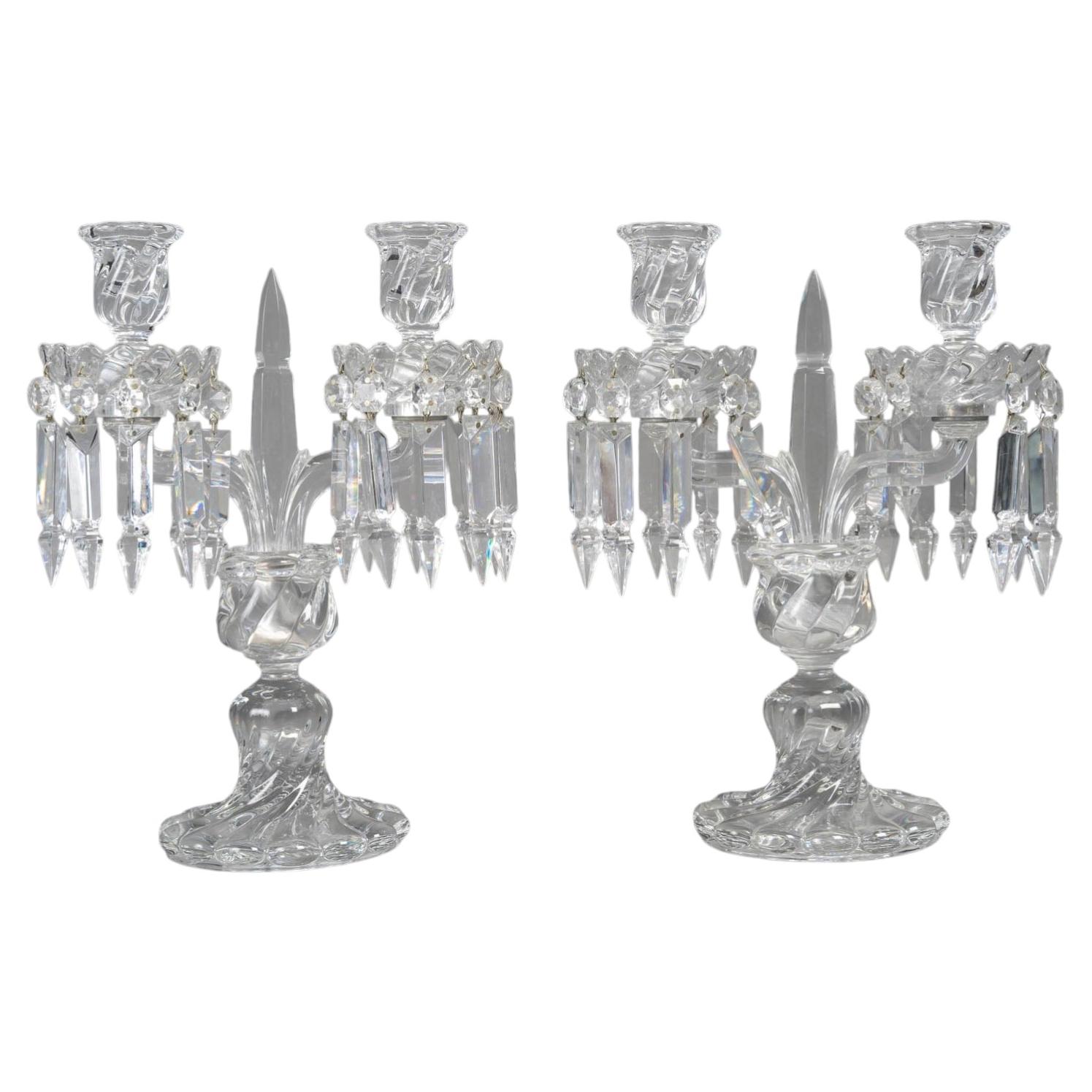 Pair Of Candelabras By Baccarat, Early 20th Century, Napoleon III Style. For Sale