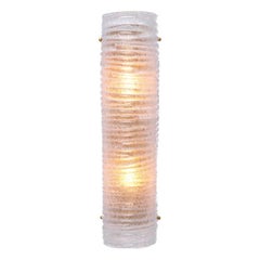 Pair of Contemporary Antique Brass Hand-Blown Glass Wall Lamp