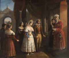 Olio su tela, dipinto dei primi anni del XIX secolo, matrimonio, scuola italiana.