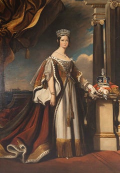 Oil on Canvas, 19th Century Painting Depicting a Portrait of Queen Victoria.