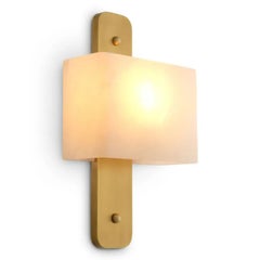 Pair of Modernist Antique Brass & Alabaster Wall Lamp