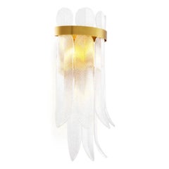 Pair of Art Deco Antique Brass & Ribbed Glass Wall Lamp