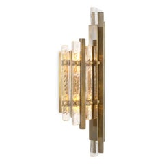 Par de apliques contemporáneos de estilo vintage, de latón y cristal hechos a mano