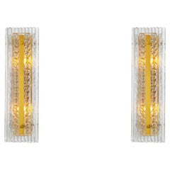 Pair of Contemporary Antique Brass Handmade Glass Wall Lamp