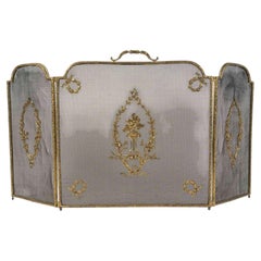 Fire screen, 3 bronze panels, 19th century, Napoleon III period.