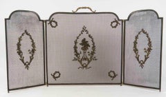 Fire screen, 3 bronze panels, 19th century, Napoleon III period.