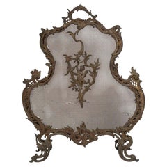 Louis XV-Style Bronze Fireplace Screen, 19th Century, Napoleon III Period.