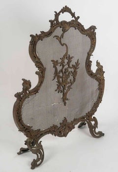 Louis XV-Style Bronze Fireplace Screen, 19th Century, Napoleon III Period.