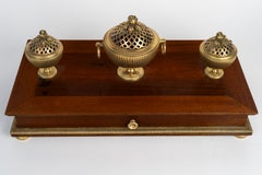 Mahogany And Gilded Bronze Inkwell, 19th Century, Napoleon III Period.