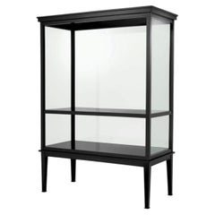 Black Display Cabinet In Wood Veneer And Clear Glass