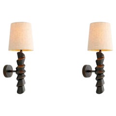 Pair of Bronze Finish Wall Lamp