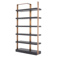 Schrank aus Eichenfurnier in Anthrazitgrau und gebürstetem Messing, moderner Stil