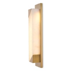 Pair of Contemporary Alabaster and Antique Brass Wall Lamp