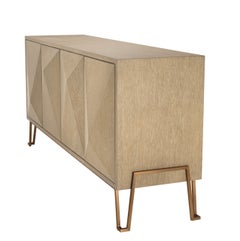 Dresser in Washed Oak Veneer and Brushed Brass Finish, Retro Style