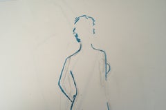 Drawing, Double-Sided, a Silhouette and a Reclining Figure, 20th Century.