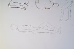 Dibujo sobre papel, a doble cara, con mujeres desnudas, siglo XX.
