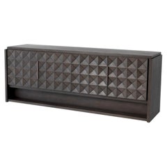 Large Sideboard in Meranti Wood and Bronze Finish, Contemporary Style
