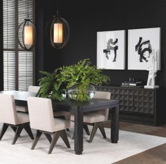 Large Sideboard in Meranti Wood and Bronze Finish, Contemporary Style