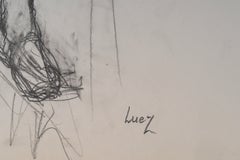 Drawing on Paper Depicting Two Musicians by Evelyne Luez, 20th Century.