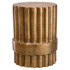 Small Side Table in Cast Aluminium with Antique Brass Finish, Contemporary Style
