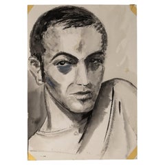 Drawing on Paper, Double-Sided, Depicting a Man’s Face, 20th Century.