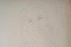 Drawing, Double-Sided, a Young Woman on One Side and Children on the Other.
