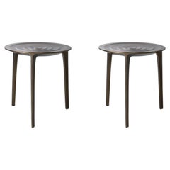Pair of Contemporary Bronze finish Cast Aluminum Side Table