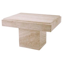 Beige Travertine Side Table