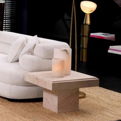 Table d'appoint en travertin beige