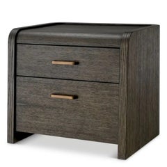 Pair of Contemporary Mocha Oak Veneer Nightstand