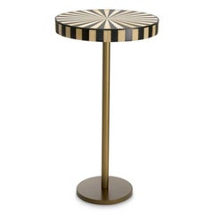 Pair of Contemporary Antique Brass finish Straw Marquetry Side Table