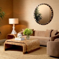 Light Brown Mappa Burl Side Table in Antique Brass