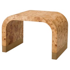 Light Brown Mappa Burl Side Table in Antique Brass