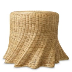 Pair of Beige Natural Rattan Side Table