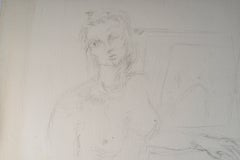 Drawing on Paper Depicting a Nude Young Woman, 20th Century.