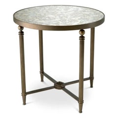 Contemporary Bronze and Antique Mirror Glass Side Table