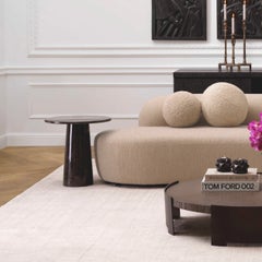 Round Side Table in Grey Marble, Contemporary Style