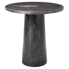 Round Side Table in Grey Marble, Contemporary Style