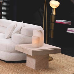 Rectangular Side Table in Travertine, Contemporary Style