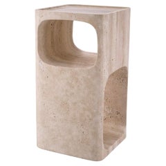 Square Side Table in Travertine, Contemporary Style