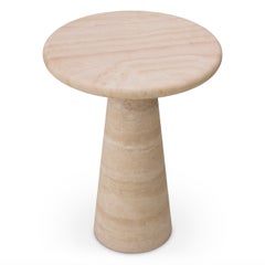 Large Round Side Table in Travertine