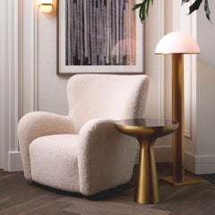 Side Table in Black Glass with Brass Finish, Mid-Century Scandinavian Style