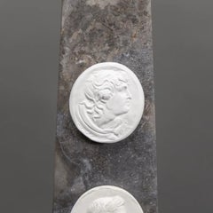 Pair of Large Contemporary Black Patinated Obelisk with Cameo Engravings