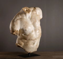 Hellenistic-Style White Plaster and Resin Apollo Torso