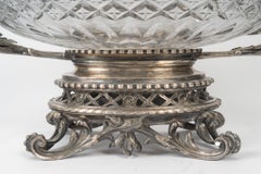 Large Crystal and Silver-Plated Bronze Bowl, 19th Century, Napoleon III Period.